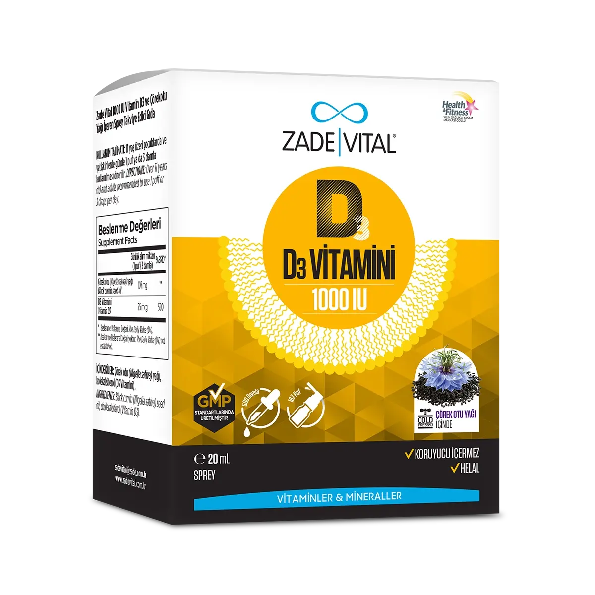 Zade Vital D3 Vitamini + Çörek Otu Yağı